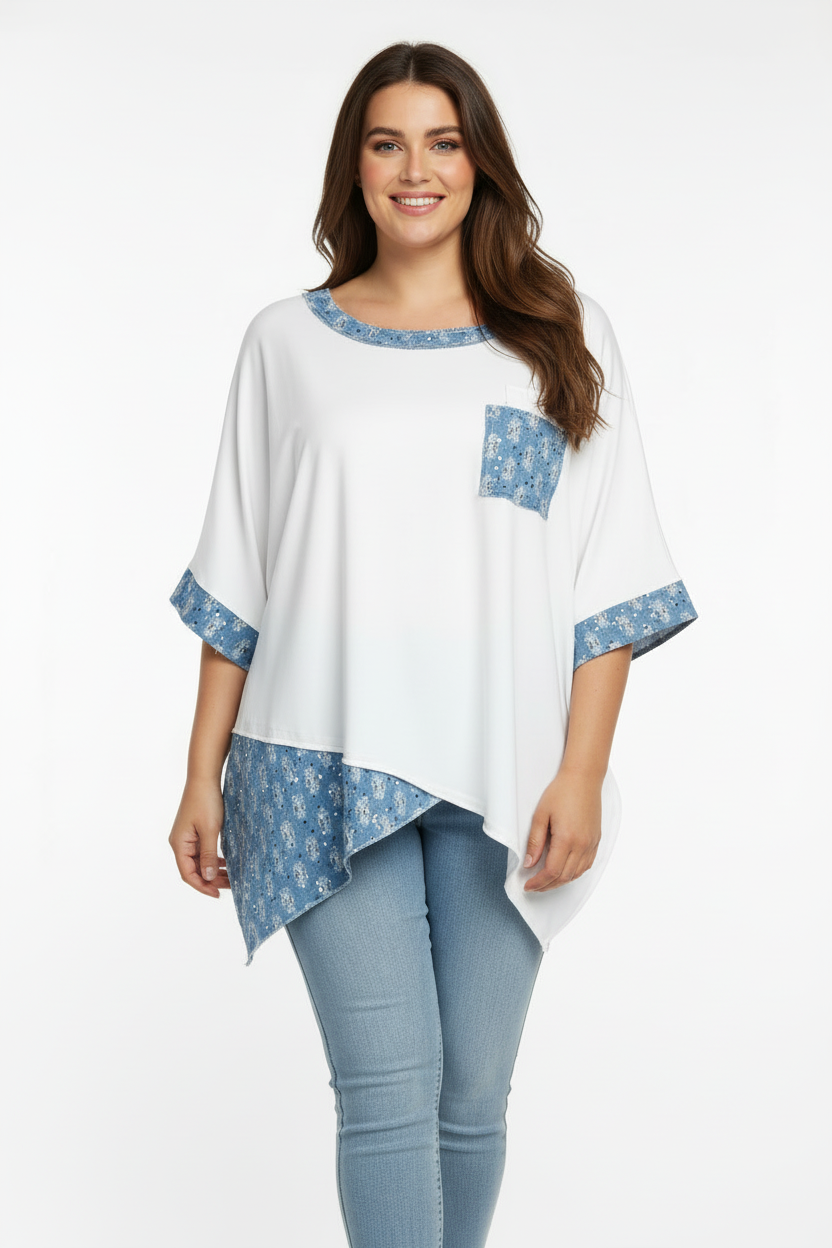 Бяла блуза прибрани ръце