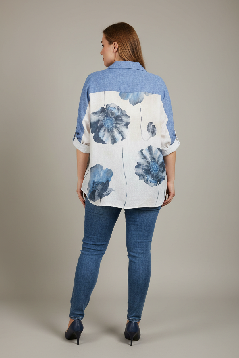 Заден изглед – риза с дънки