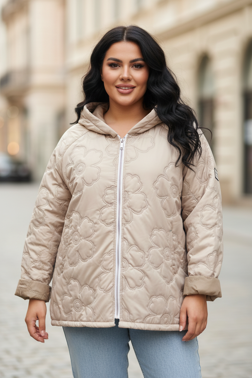 Бежово яке близък план