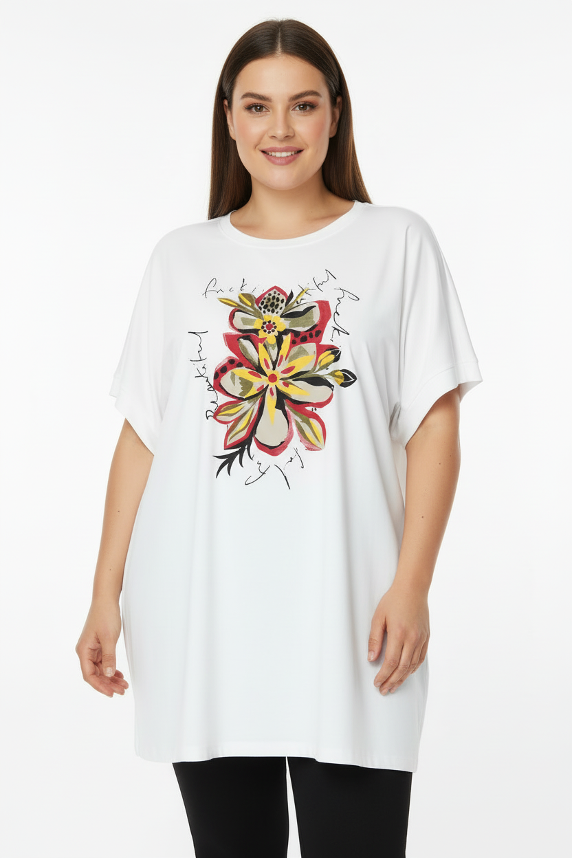 Бяла туника с черен клин