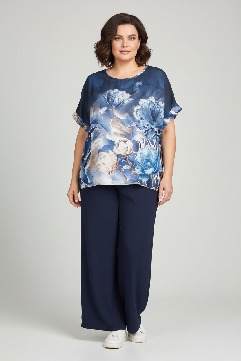 Тъмносин флорален комплект на модел