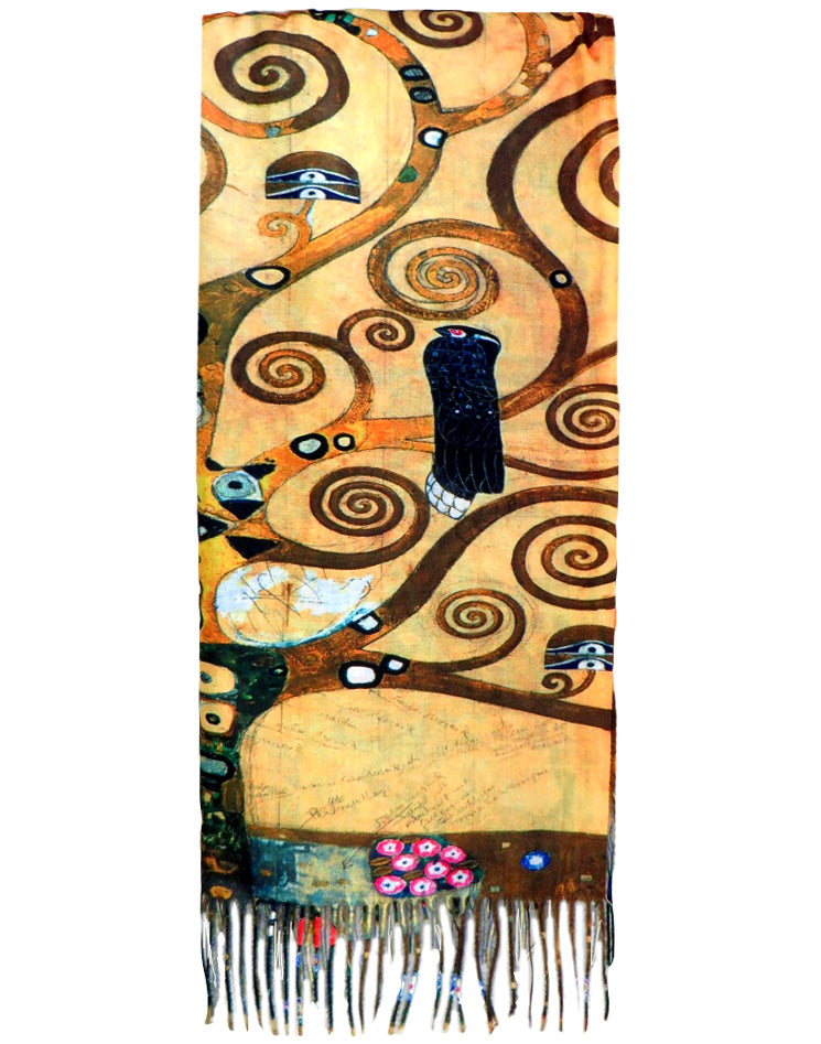 Двулицев кашмирен шал Дърво/Пейзаж