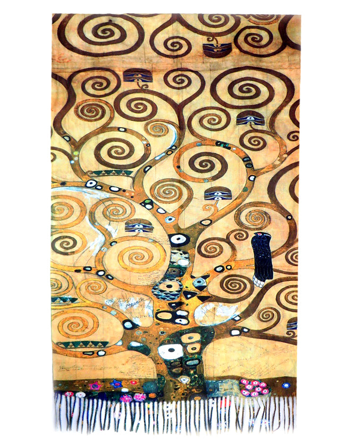 Двулицев кашмирен шал Дърво/Пейзаж