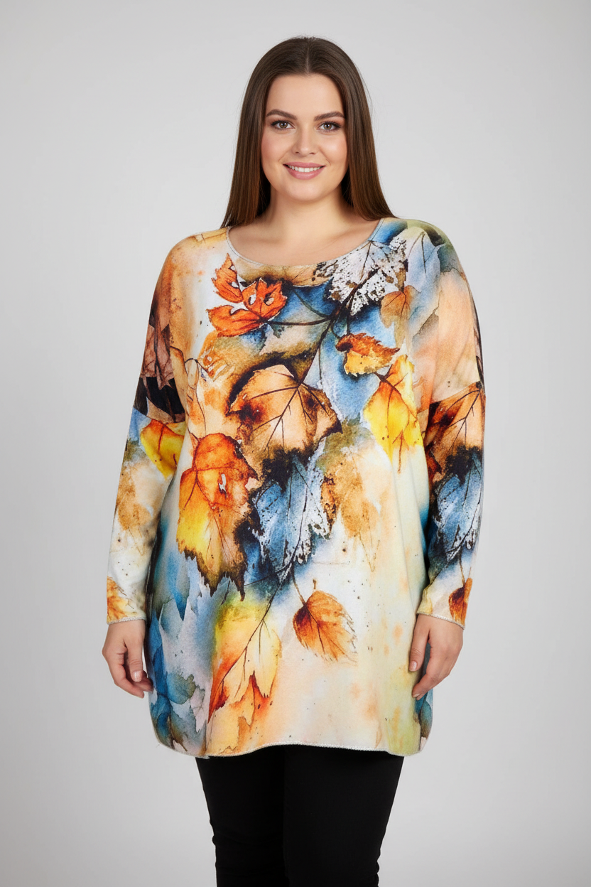 Autumn Leaves Tunic on Plus-Size Model