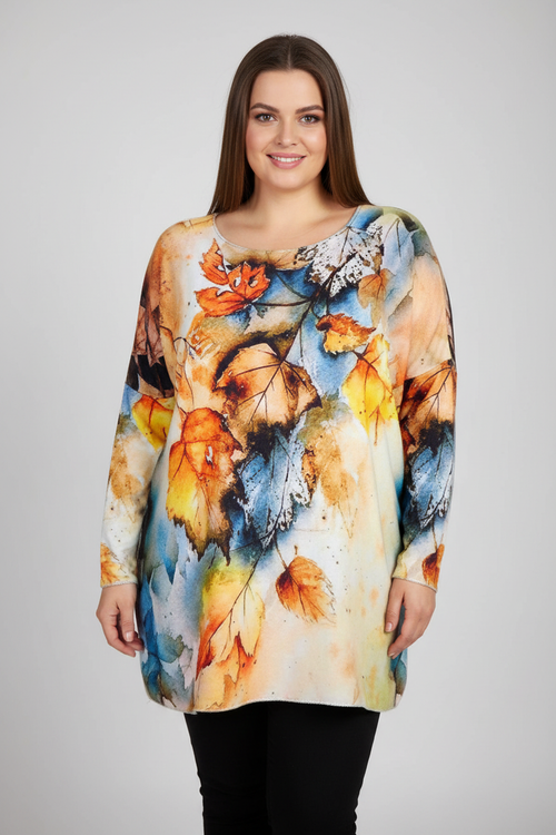 Autumn Leaves Tunic on Plus-Size Model