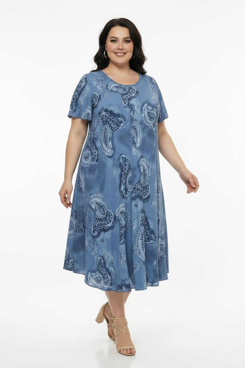 Blue Paisley Dress - New Arms at Sides Pose