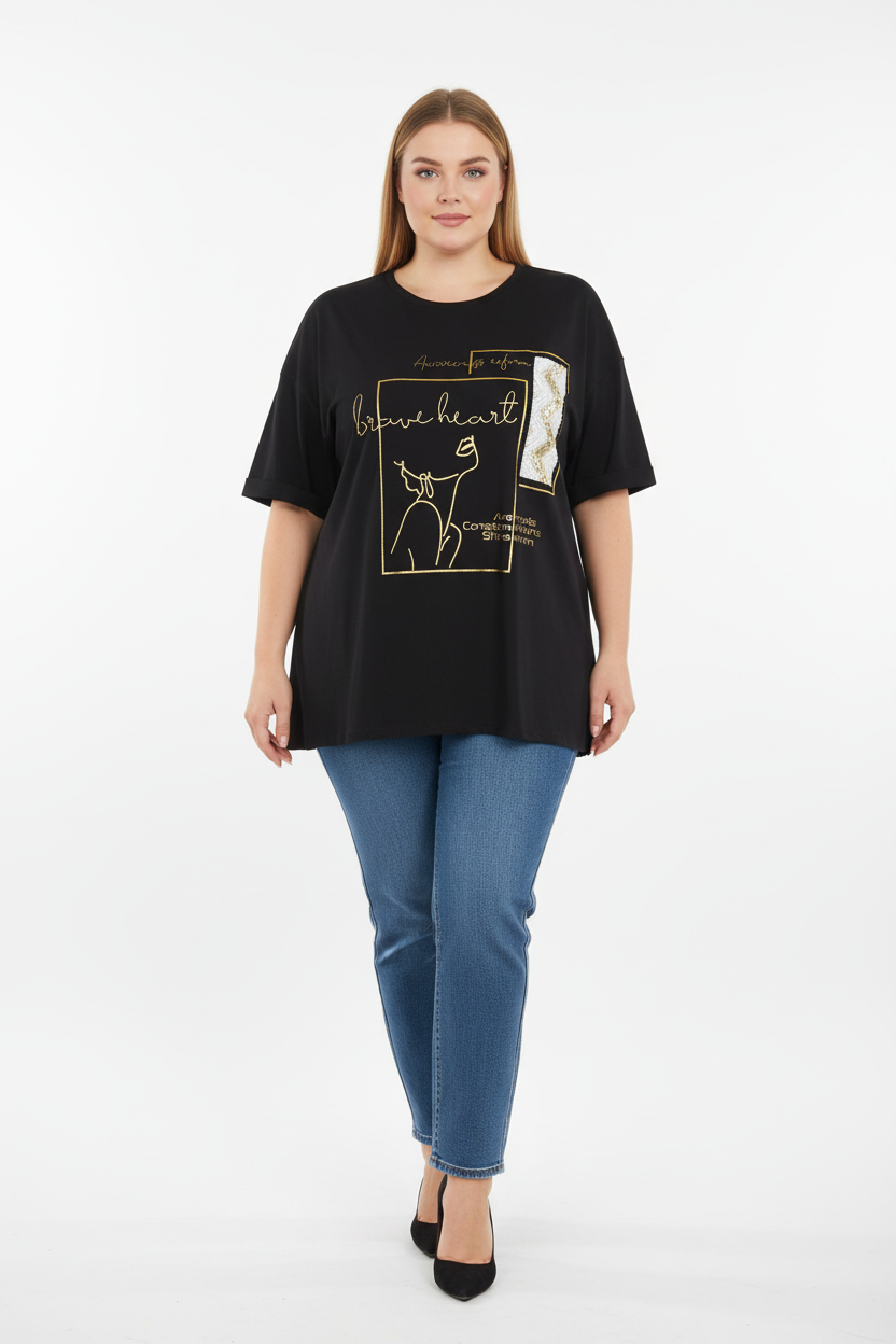 Brave Heart блуза свободно падаща с дънки