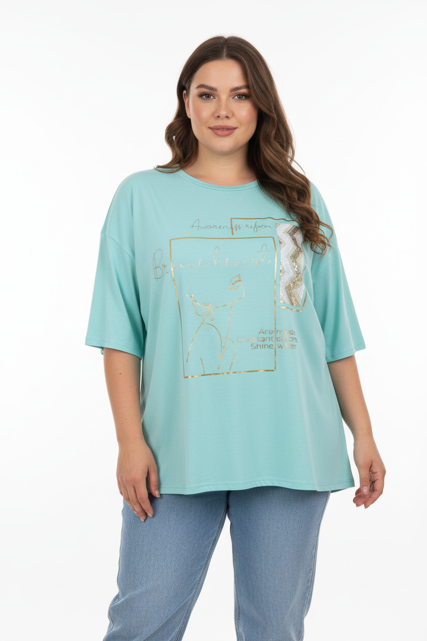 Блуза Brave Heart мента - ръце отстрани