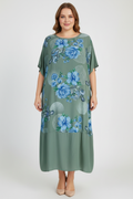 Sage Green Floral Dress on Fair-Skinned Plus-Size Model