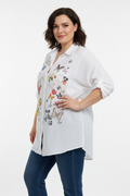 White Butterfly Print Shirt - Plus Size Model
